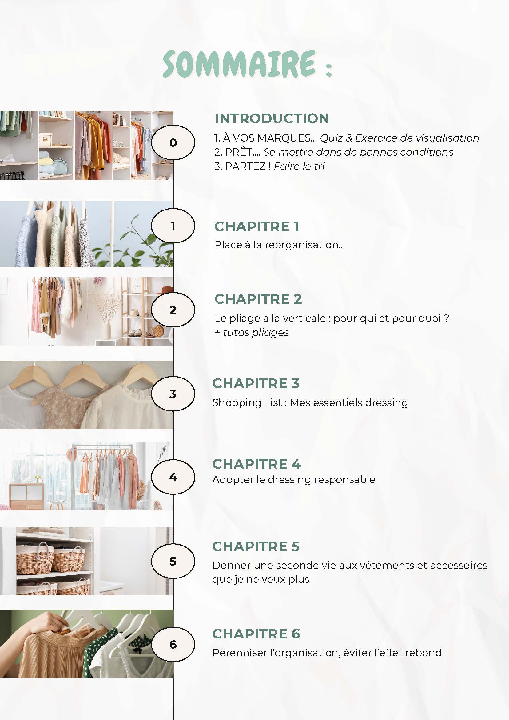 Sommaire du e-book dressing
