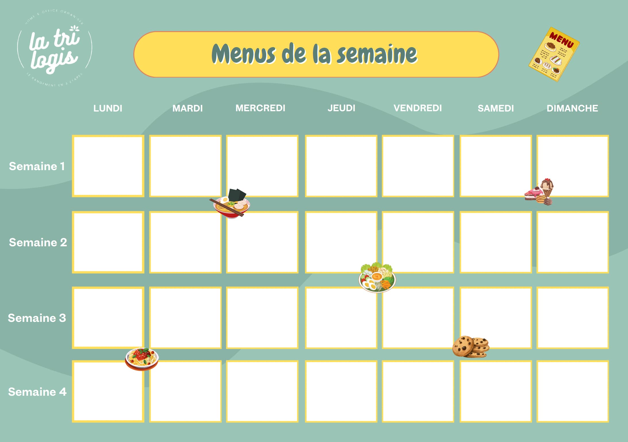 Ressource gratuite : les menus de la semaine, pour alléger sa charge mentale !