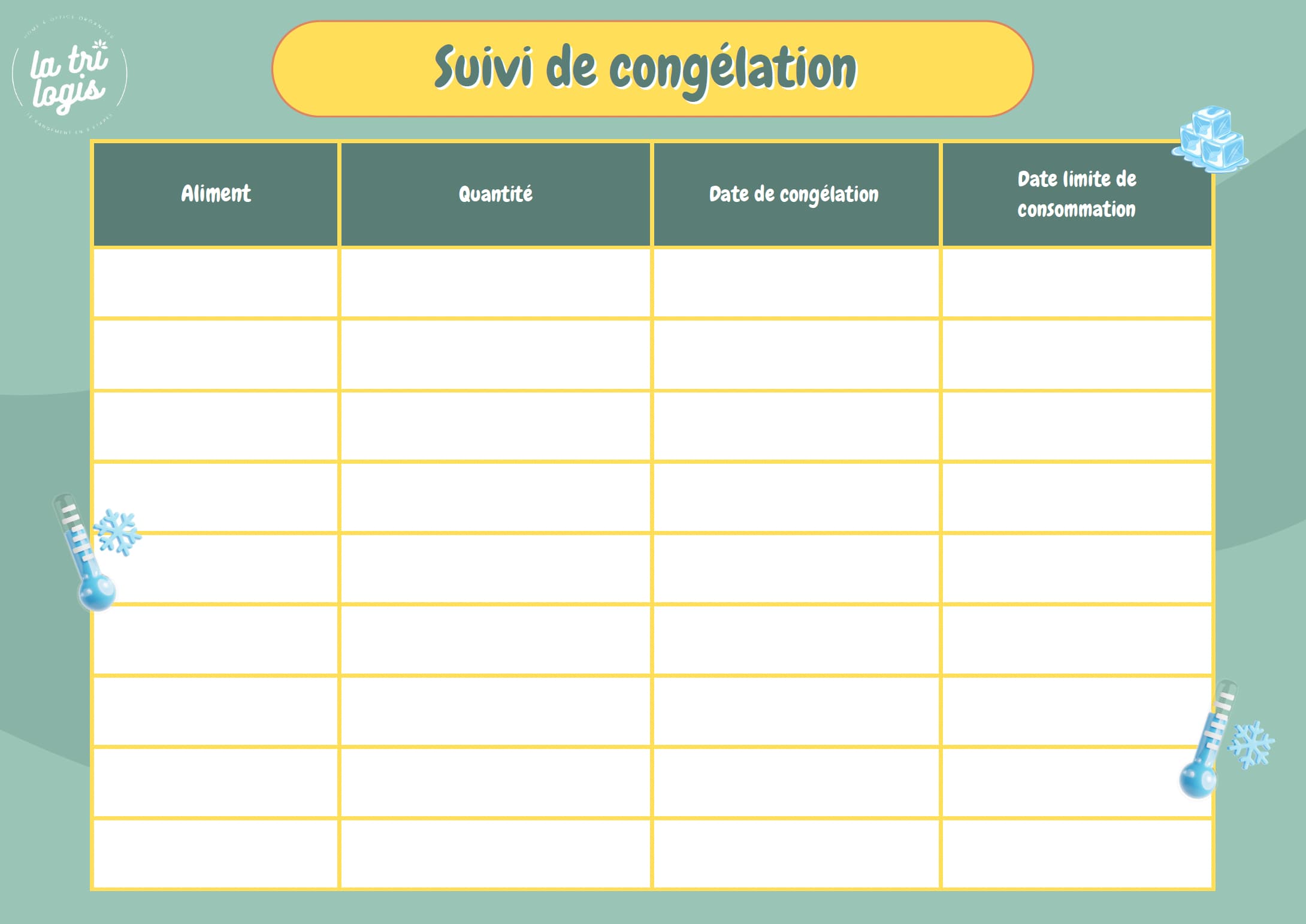 Ressource gratuite : tableau de suivi de congélation